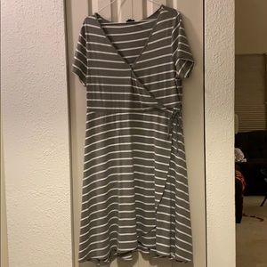 Torrid Grey and White Striped Dress